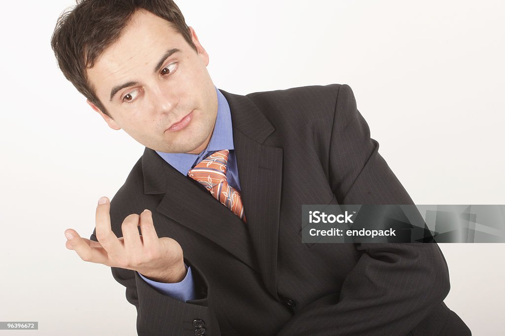 Weißer Mann in Anzug Zuhören und Körpersprache - Lizenzfrei Anzug Stock-Foto