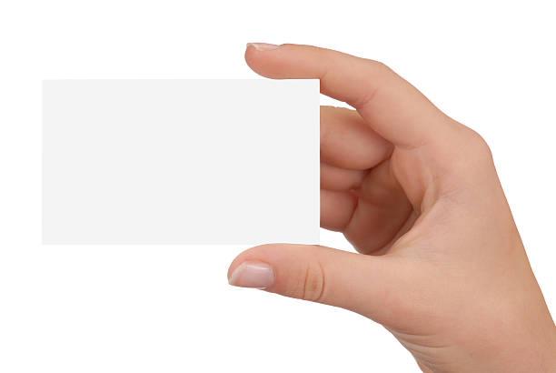 istock A hand holding up a blank, white business card 96398100
