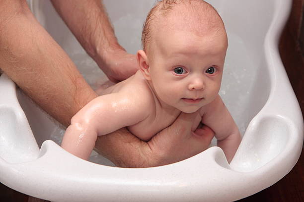 istock Two months white baby girl taking bath 96398163