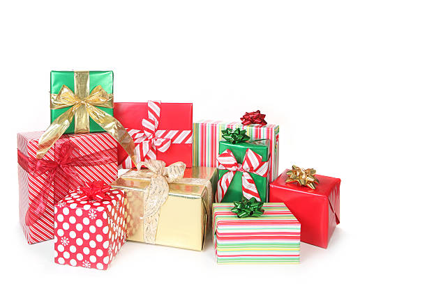 istock Holiday Christmas Presents on White With Copyspace 96398759