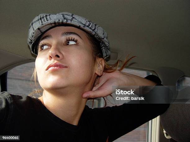 Girl In A Car Stock Photo - Download Image Now - Adult, Beautiful People, Beautiful Woman