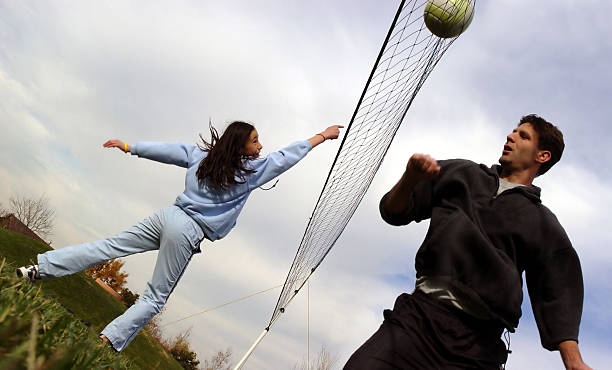 istock Couple volleyball players 96400155