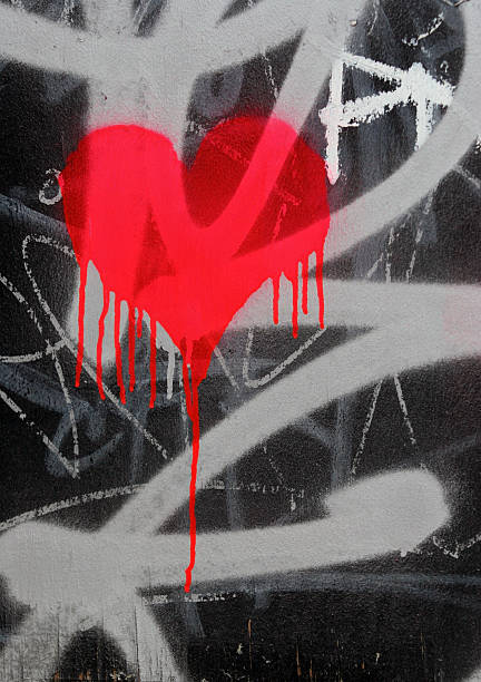 Bleeding heart graffiti stock photo