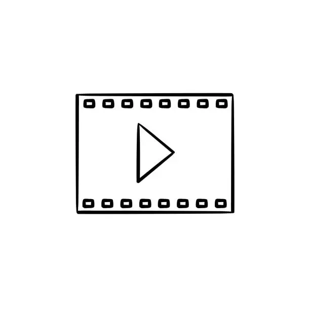 Vector illustration of Video frame of entertainment movie hand drawn outline doodle ico