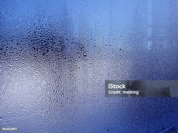 Water Drops On Window Stock Photo - Download Image Now - Abstract, Backgrounds, Blue