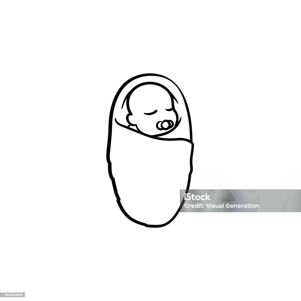 Swaddled Infant Hand Drawn Outline Doodle Icon Stock Illustration ...