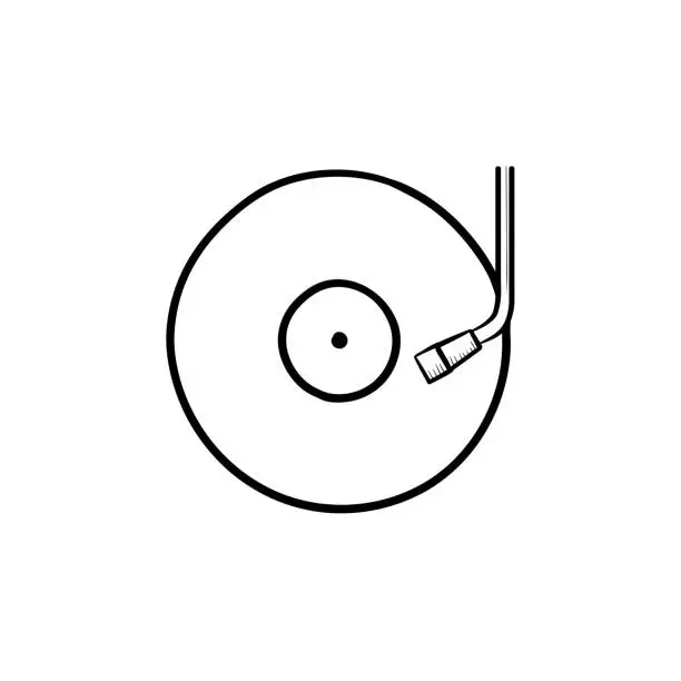 Vector illustration of Phonograph and turntable hand drawn outline doodle icon