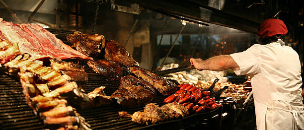 Cooking meat stock photo