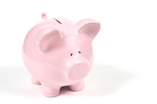 Pink Piggy Bank on white background 2 stock photo
