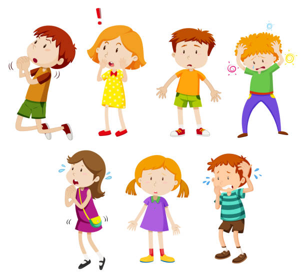 A Set Of Young Children Expression Stock Illustration - Download Image Now  - Fear, Child, Girls - iStock