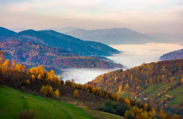 istock beautiful autumn dawn in mountainous rural area 964058554
