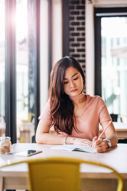 istock Chinese businesswoman taking notes during coffee break 964067914
