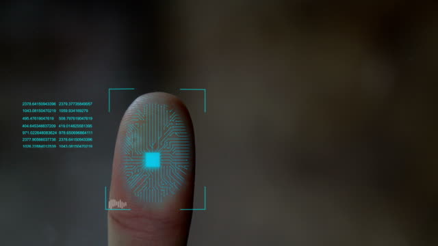 Fingerprint scanning futuristic technology , with circuit digital security system.