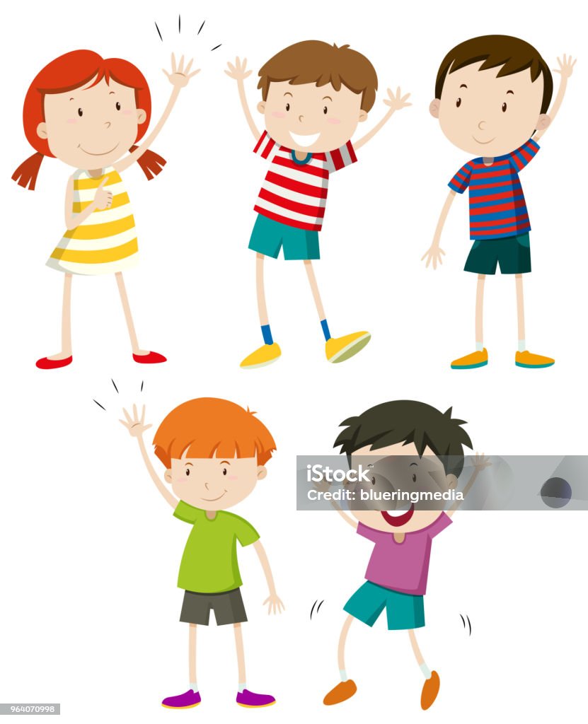 Ilustración de Un Conjunto De Niños Saludando y más Vectores Libres de  Derechos de Niño - Niño, Saludar con la mano, Niños - iStock