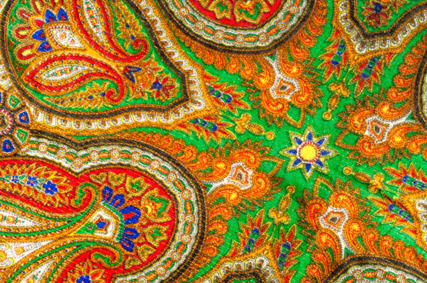 istock Texture, background, pattern. Woman's shawl, shawl. Bright colors. Paisley. Indian themes. 964073796