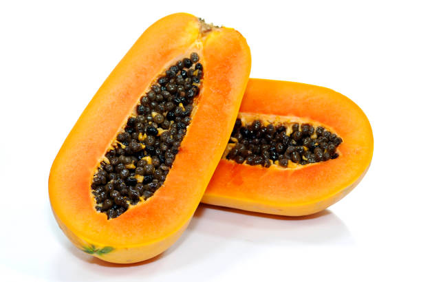 istock Top view of Papaya isolated on white background. 964079336