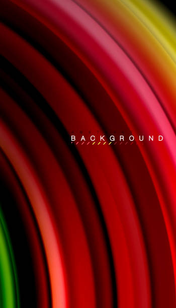 ilustraciones, imágenes clip art, dibujos animados e iconos de stock de onda abstracta líneas arco iris líquido estilo color rayas sobre fondo negro - título del álbum