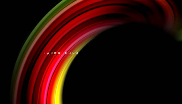 Abstract wave lines fluid rainbow style color stripes on black background Abstract wave lines fluid rainbow style color stripes on black background. Vector artistic illustration for presentation, app wallpaper, banner or poster album title stock illustrations
