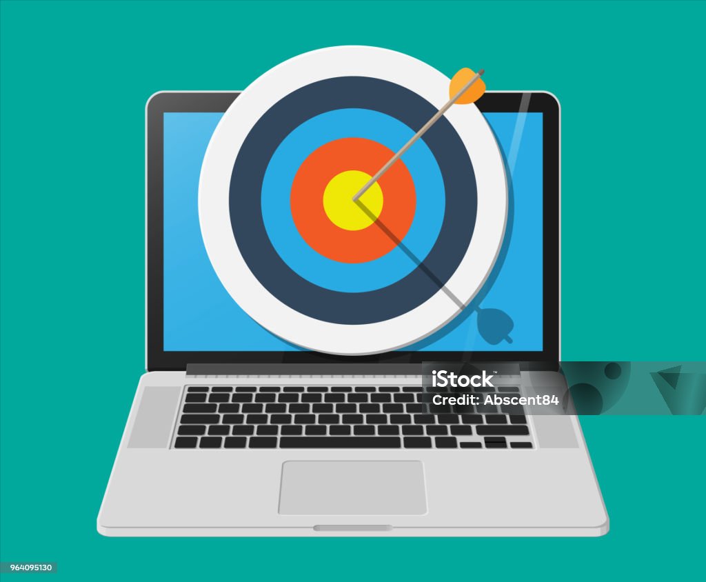 Target With Arrow In Cente On Laptop Screen Stock Illustration ...