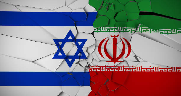 istock Realistic Broken Background With Israel And Iran Flags 3D Rendering 964102162