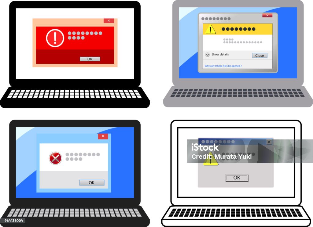 Computer R Error Graphic Notebook Pc Error Illustration Set Stock Illustration - Download Image ...