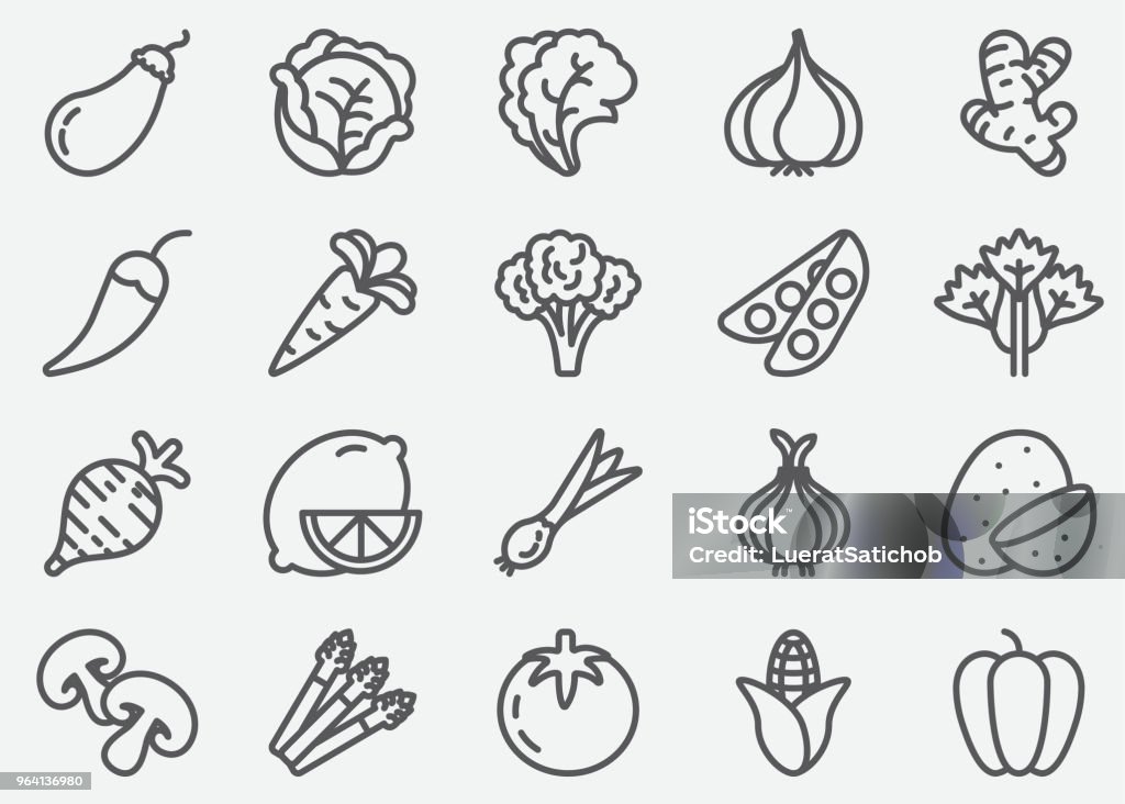 Vegetables Line Icons Icon stock vector