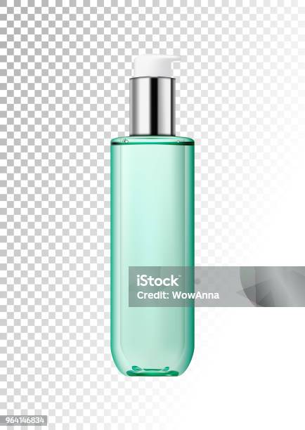 Stock ilustrace Realistická Průhledná Plastová Láhev S Dvoufázovým Kosmetickým Přípravkem S Dávkovačem Čerpadla Balíček Pro Tonikum Mléko Izolovaný Objekt Na Průhledném Pozadí Vektorová Ilustrace – stáhnout obrázek nyní