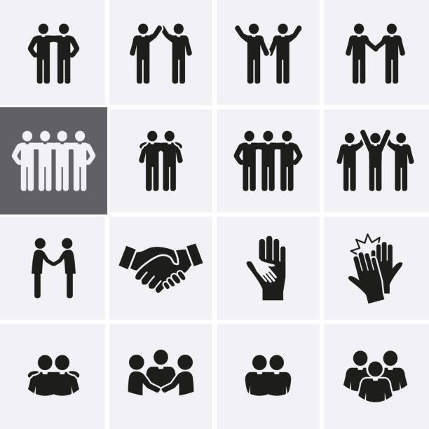Friendship and Friend Icon set Friendship and Friend Icon set. Vector relationship crowd of people symbols stock illustrations