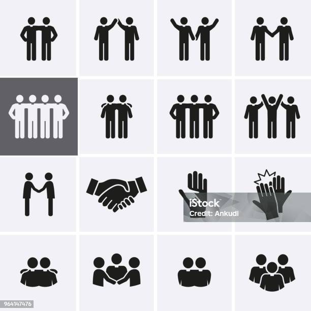 Friendship And Friend Icon Set Stock Illustration - Download Image Now - Icon Symbol, Teamwork, People