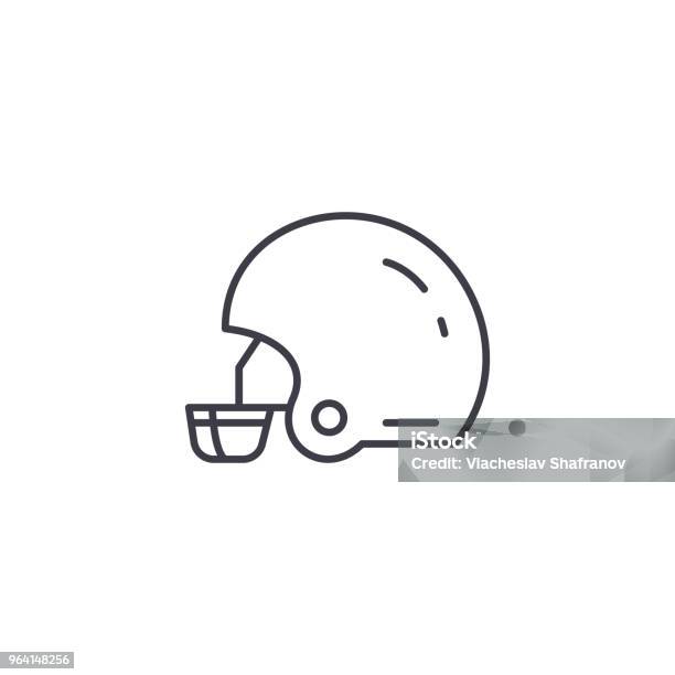 Football Helmet Linear Icon Concept Football Helmet Line Vector Sign Symbol Illustration Stock Illustration - Download Image Now