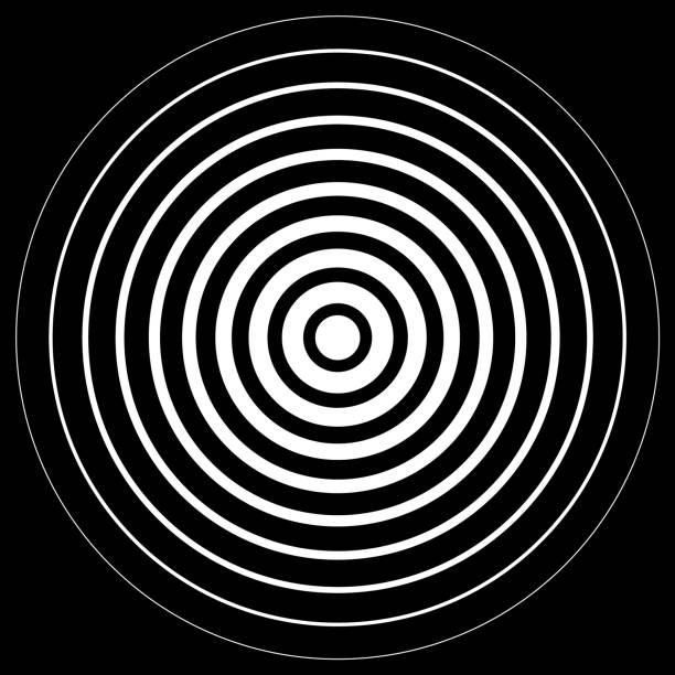 ilustrații de stoc cu radiație albă cirle concentrice pe fundal negru - concentric
