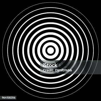 istock White radiation concentric cirles on black background 964158206