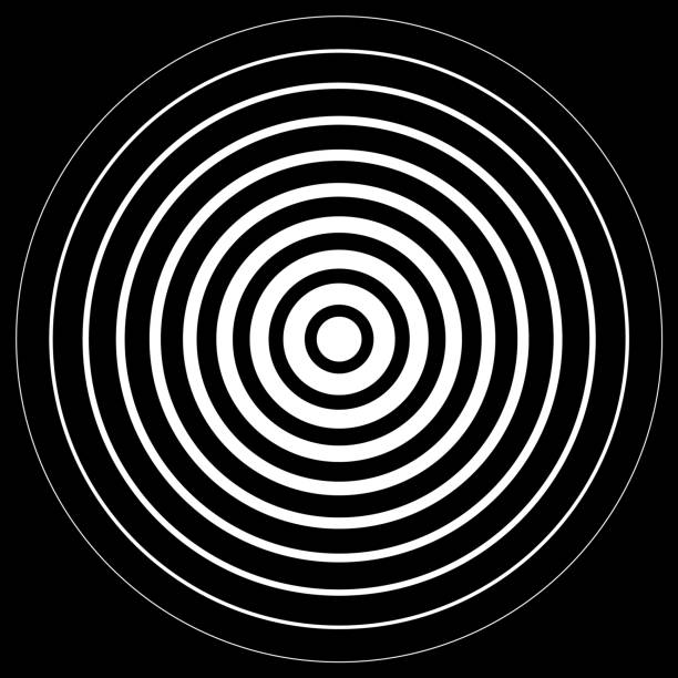 White radiation concentric cirles on black background White radiation concentric cirles on black background hypnosis circle stock illustrations