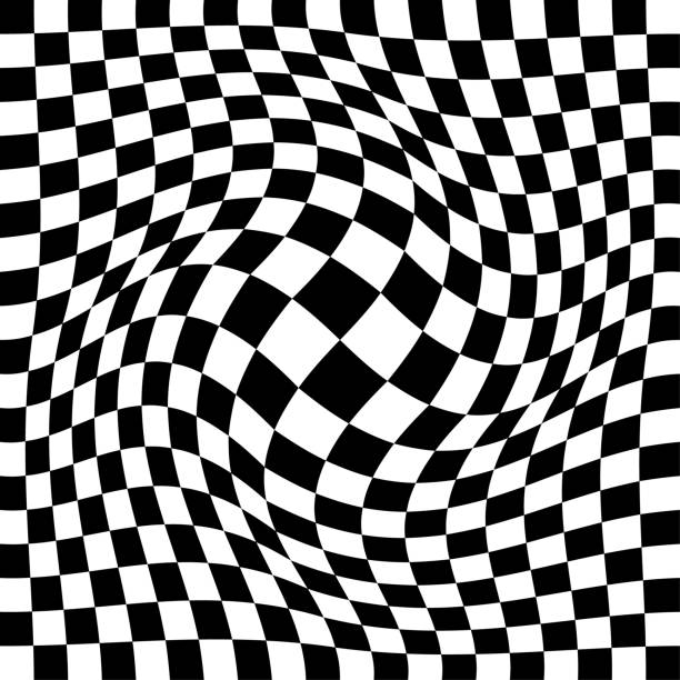 Op art background: Expanded checked pattern. Op art background: Expanded checked pattern. deformed stock illustrations