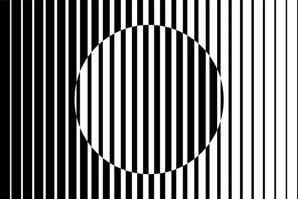 Vector illustration of Abstract op art background made from black and white lines causing a circle shape illusion.