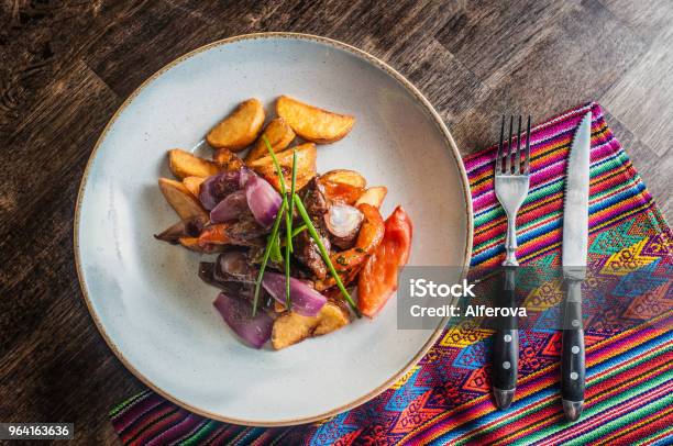 Lomo Saltado Traditional Peruvian Plate Beef And Potatoes Stock Photo - Download Image Now