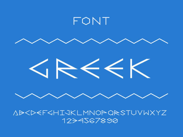 ilustraciones, imágenes clip art, dibujos animados e iconos de stock de regular fuente griega. alfabeto vectorial - classical greek text alphabet typescript