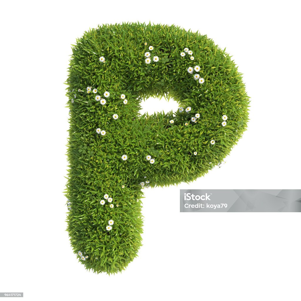 Grass Font 3d Rendering Letter P Stock Photo - Download Image Now ...
