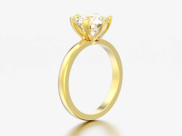 istock 3D illustration yellow gold traditional solitaire engagement diamond ring 964180210