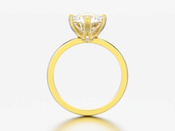 istock 3D illustration yellow gold traditional solitaire engagement diamond ring 964180288