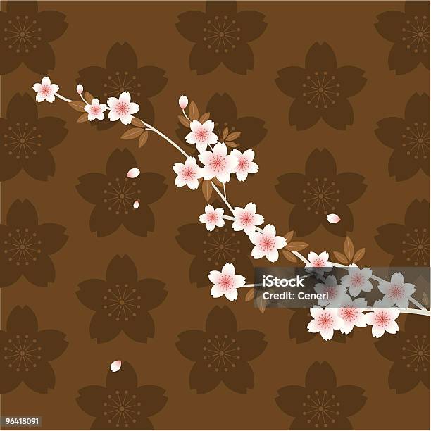Kwiatowy Różowy Sakura Oddziału - Stockowe grafiki wektorowe i więcej obrazów Kwiat wiśni - Kwiat wiśni, Płatek, Różowy