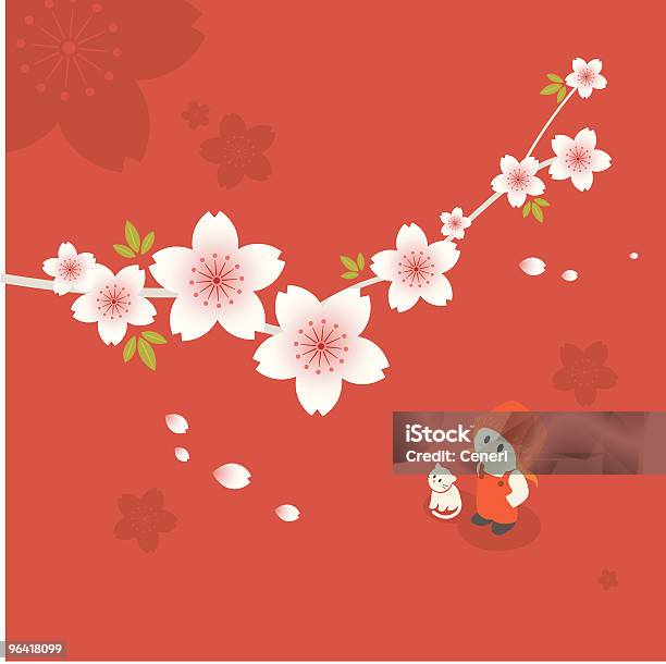Ilustración de Little Girl Serie Ve Resorte Cherry Blossom Sakura Flores y más Vectores Libres de Derechos de Cultura japonesa
