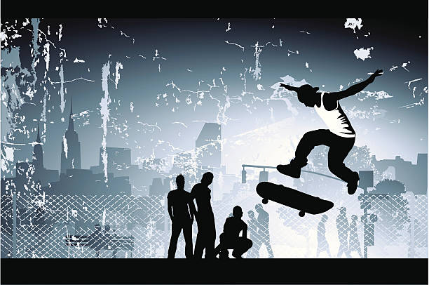 skate z pasją - skateboarding skateboard teenager extreme sports stock illustrations