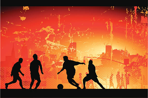 illustrazioni stock, clip art, cartoni animati e icone di tendenza di calcio di strada urbana - urbanity