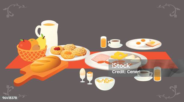 Quadro De Pequenoalmoço - Arte vetorial de stock e mais imagens de Buffet - Buffet, Pequeno Almoço, Café - Bebida