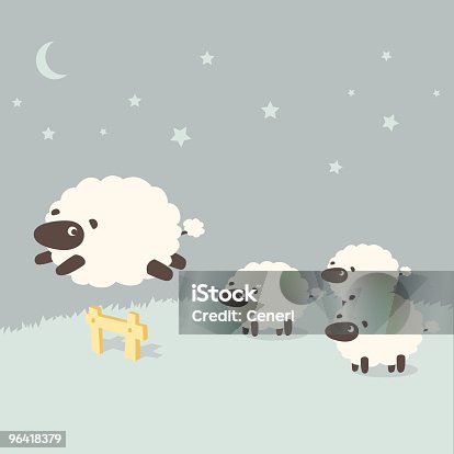 istock Insomnia: Sheeps leaping over the fence 96418379