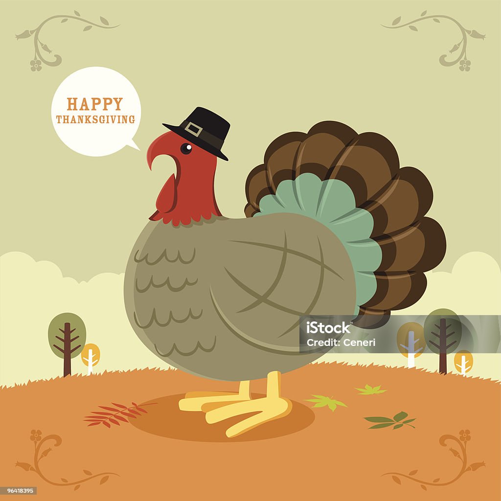 Le Big Turquie accueil: Joyeux Thanksgiving - clipart vectoriel de Dindon sauvage libre de droits