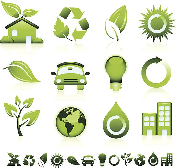 Vector illustration of Green Icons