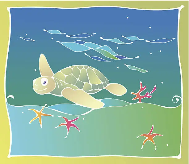 Vector illustration of Green Sea Turtle