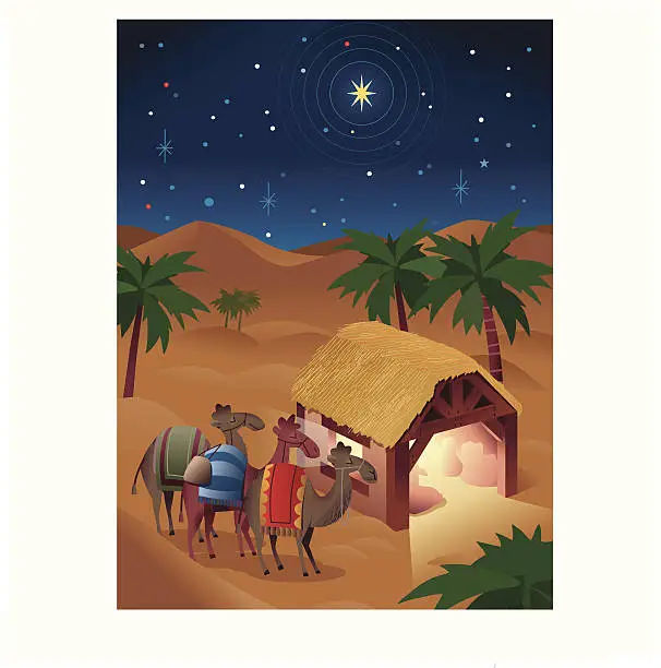 Vector illustration of Three Wise Men Christmas Nativity